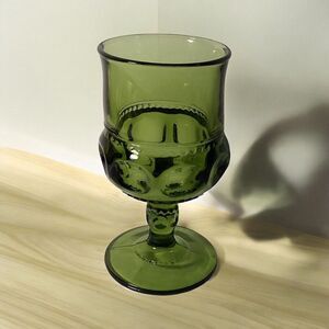 Vintage Colony Color Crown Green glass Water Goblet 5 3/4"